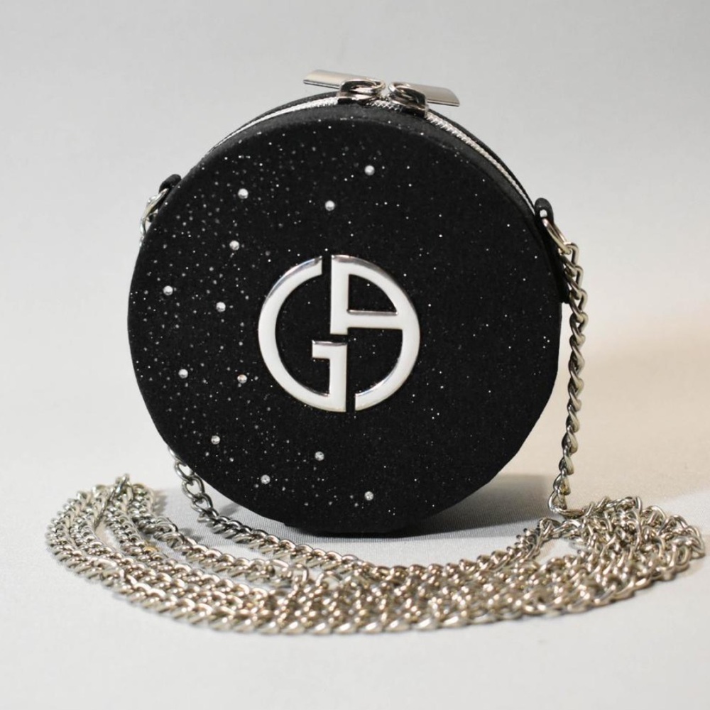 Armani Beauty Starry Rhinestone Sparkle Mini Round Crossbody Bag